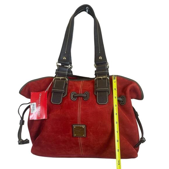 NEW VTG DOONEY & BOURKE CHIARA MEDIUM SATCHEL RED SUEDE/BROWN VERSATILE ICONIC - Picture 8 of 16